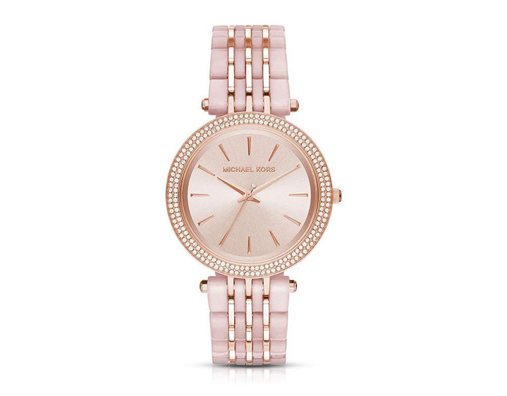 Darci Rose Goldtone and Blush Acetate Watch