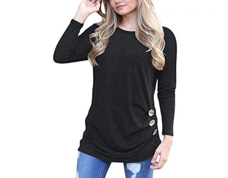 Women's Casual Long Sleeve Tunic T Shirt Blouse Tops