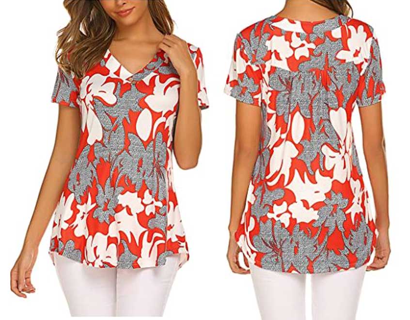 Sweetnight Floral Print Summer Swing Tunic Tops for Women