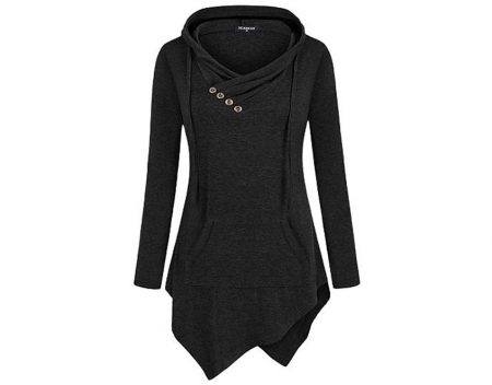 Miagoo Uneven Hemline Hoody Tunic Top